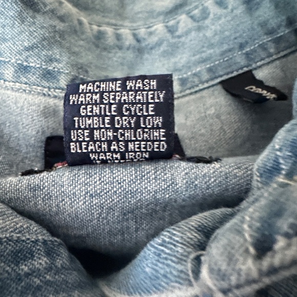 Quizz Women’s Vintage Denim Button Down Shirt Fall Pumpkin Harvest Embroidered - Picture 4 of 10